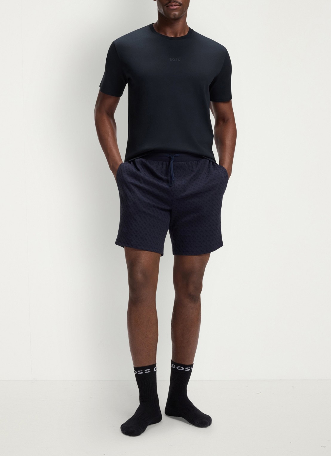 BOSS Tweedelige pyjama van katoen - voorkant 3 dark blue-406 / blauw