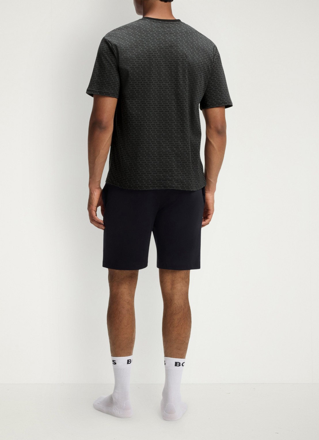 BOSS Tweedelige pyjama van katoen - achterkant 3 black-002 / zwart