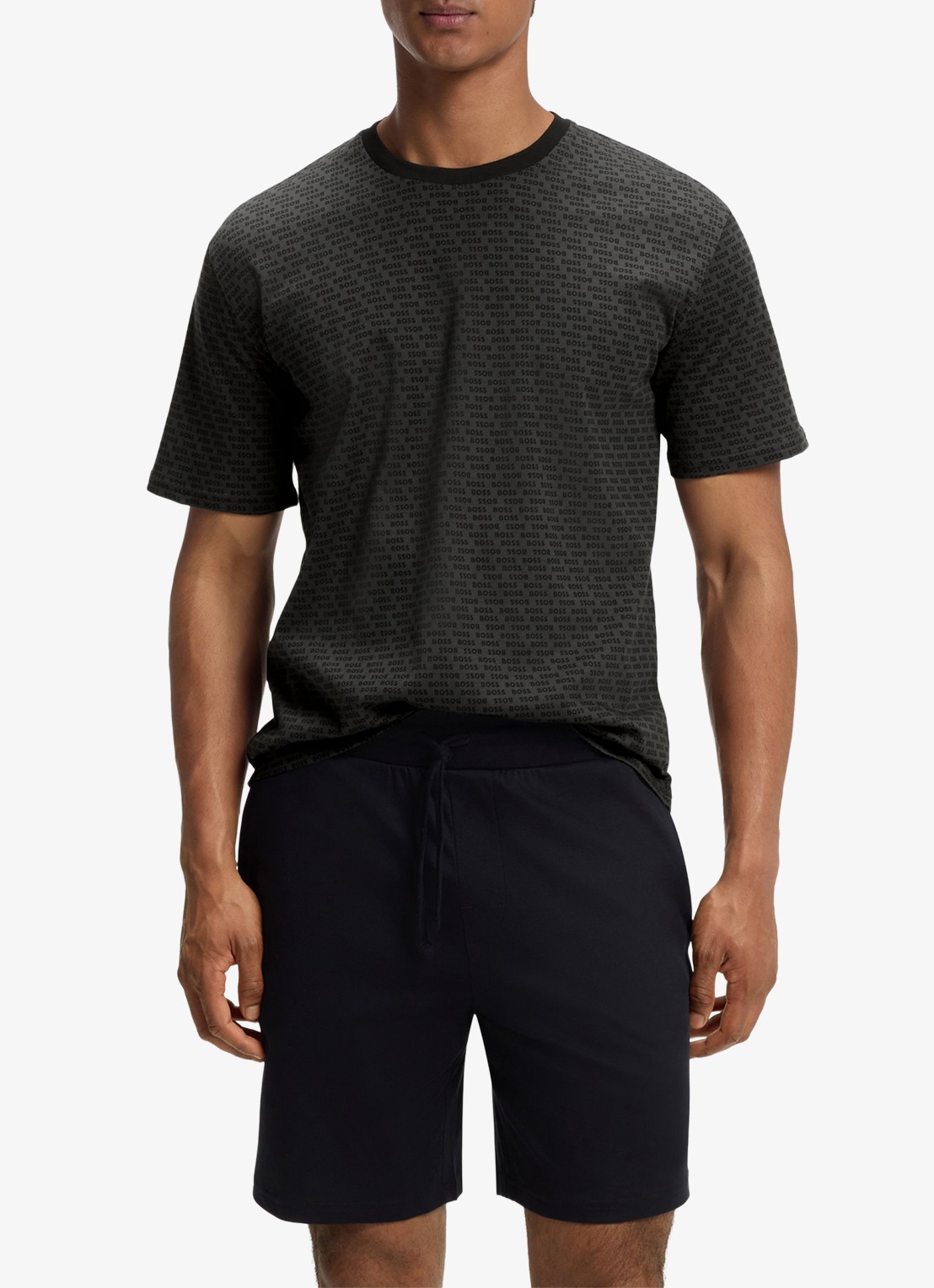 BOSS Tweedelige pyjama van katoen - detail 4 black-002 / zwart