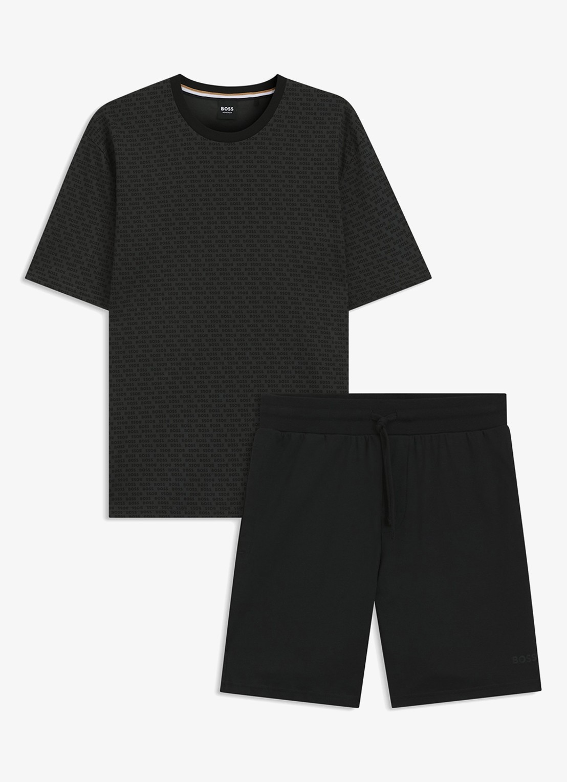 BOSS Tweedelige pyjama van katoen - voorkant black-002 / zwart