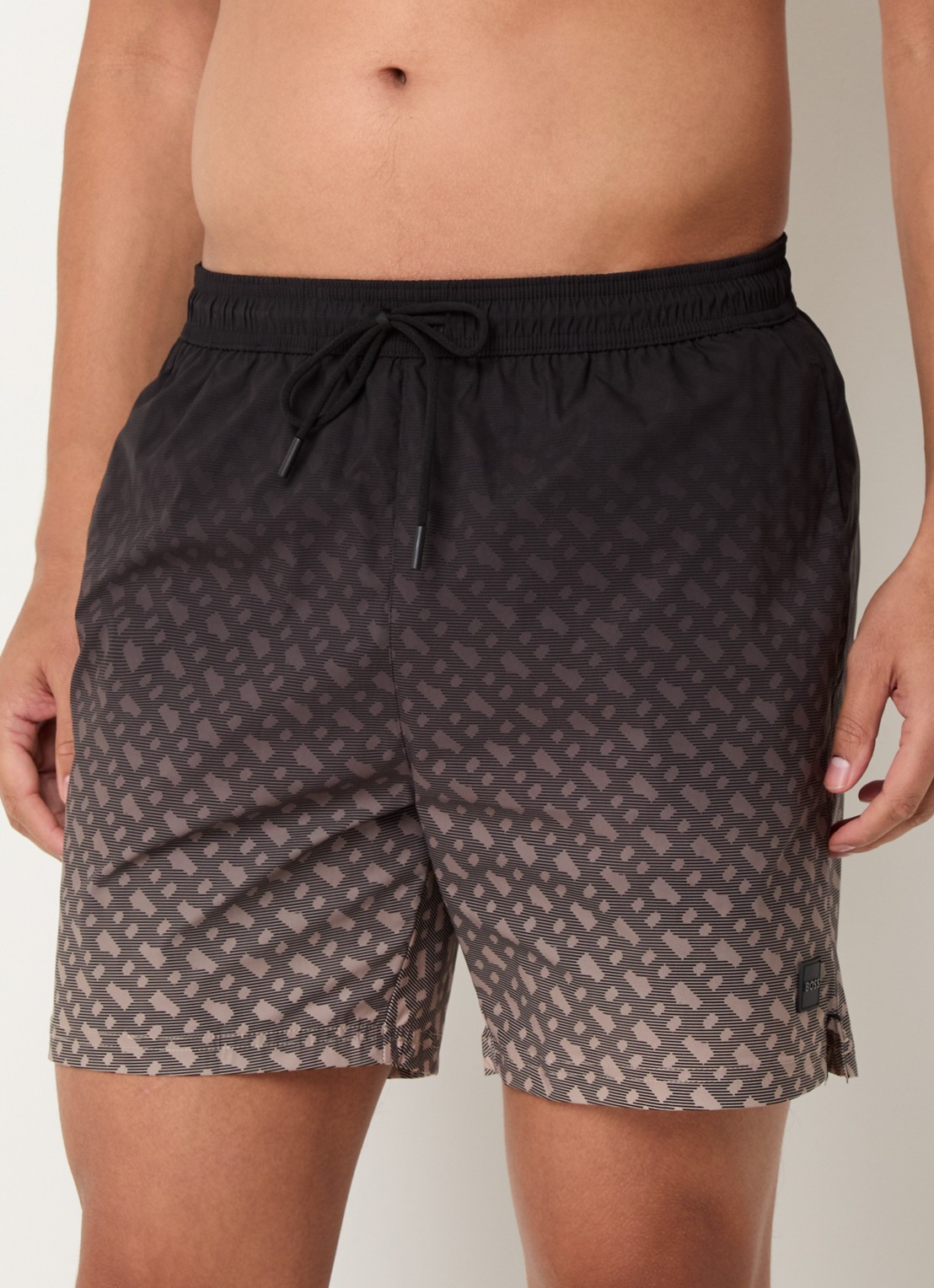BOSS Vale zwemshorts met logoprint - detail donkergrijs