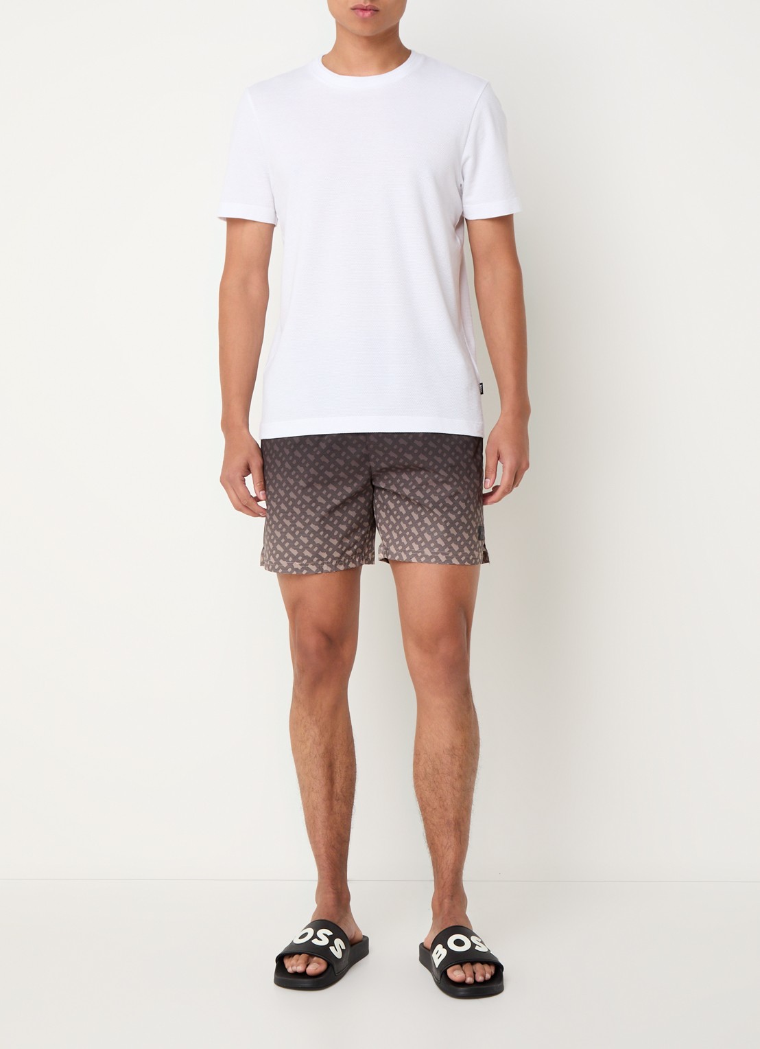 BOSS Vale zwemshorts met logoprint - voorkant 3 donkergrijs
