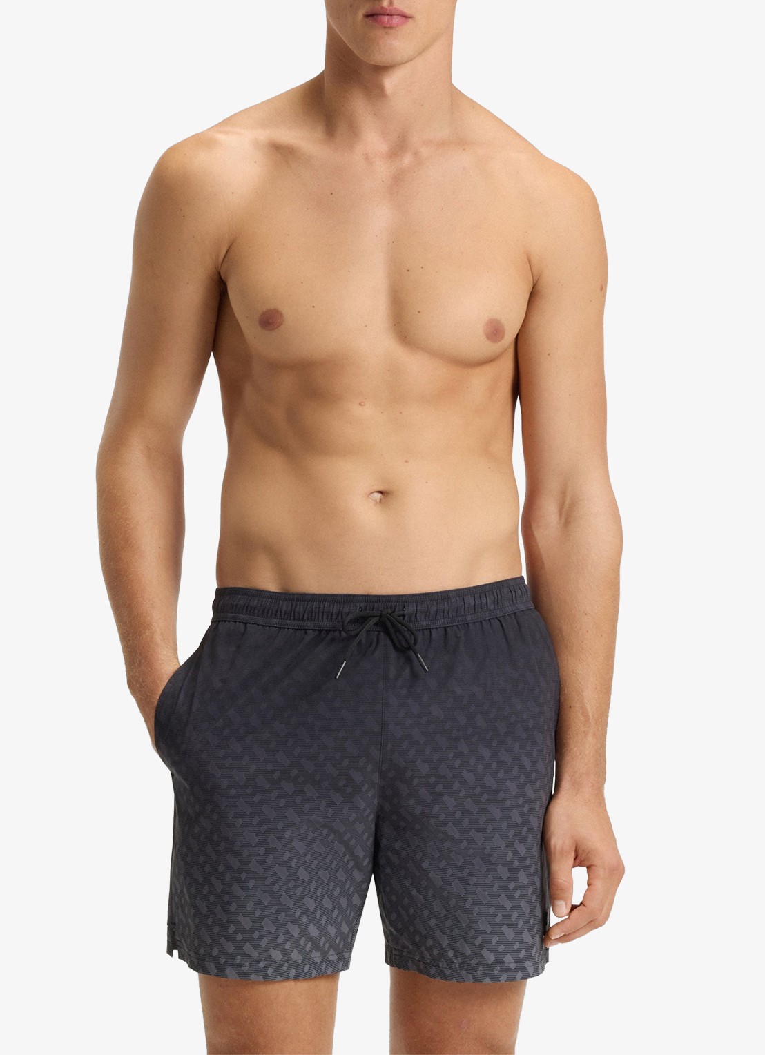 BOSS Vale zwemshorts met logoprint - detail grijs