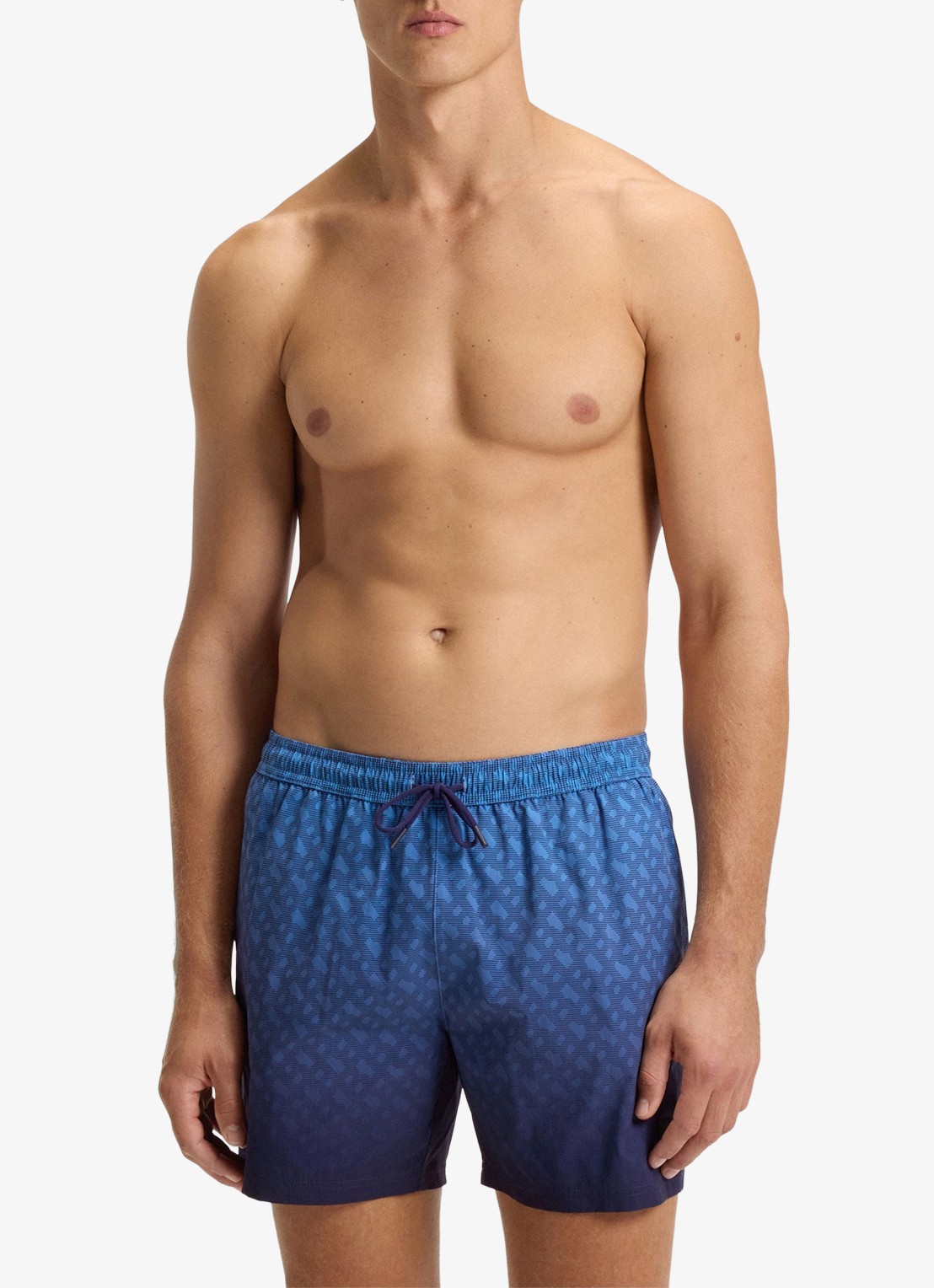 BOSS Vale zwemshorts met logoprint - detail donkerblauw