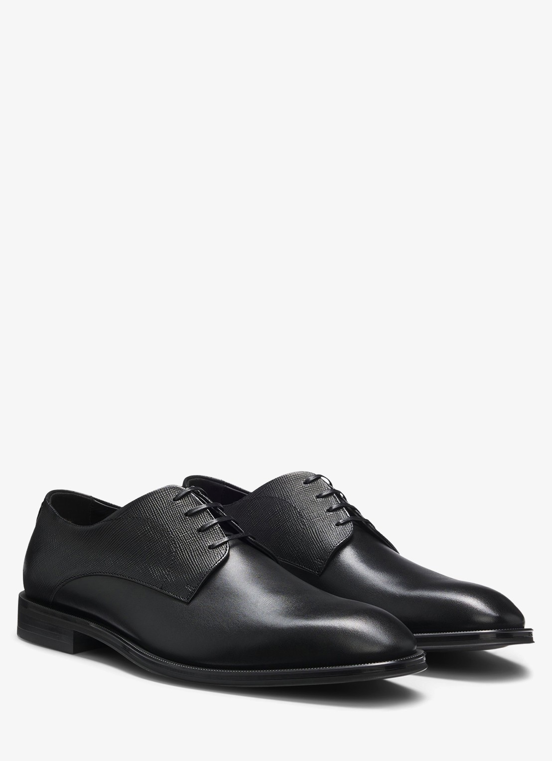 BOSS Veterschoen van kalfsleer  - voorkant 4 zwart