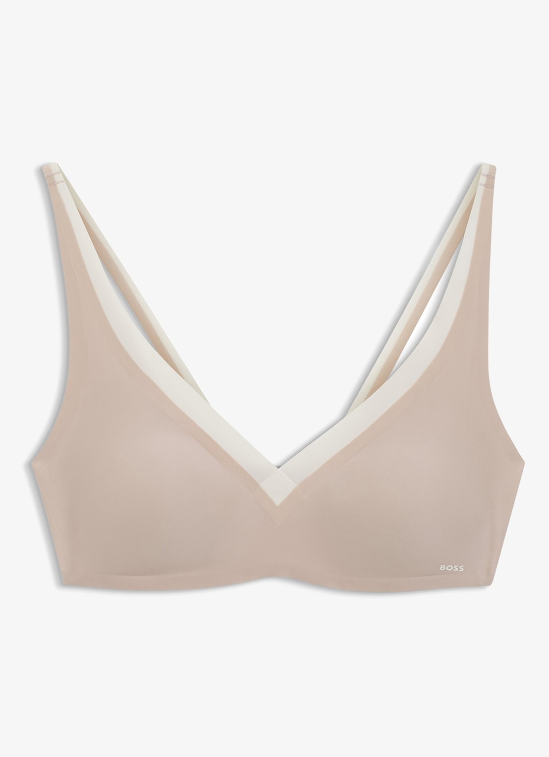 BOSS Voorgevormde bh met logo - voorkant beige