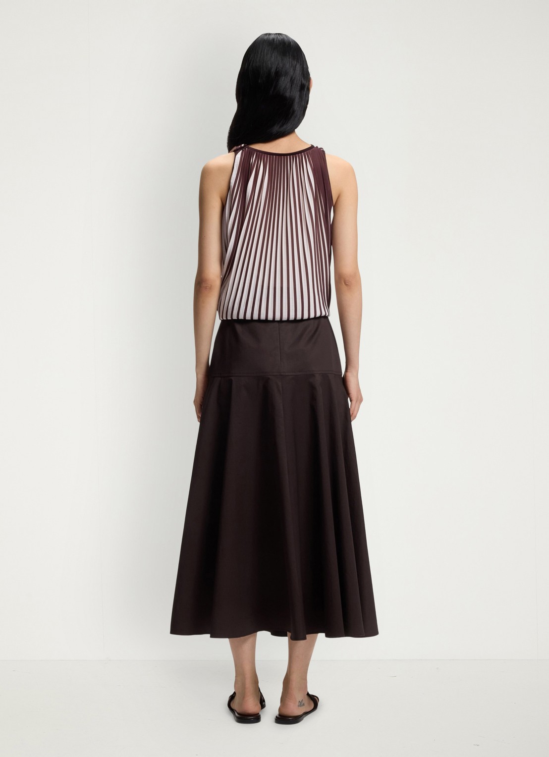 BOSS Vusola midi rok met ceintuur - achterkant 5 dark brown-207 / bruin