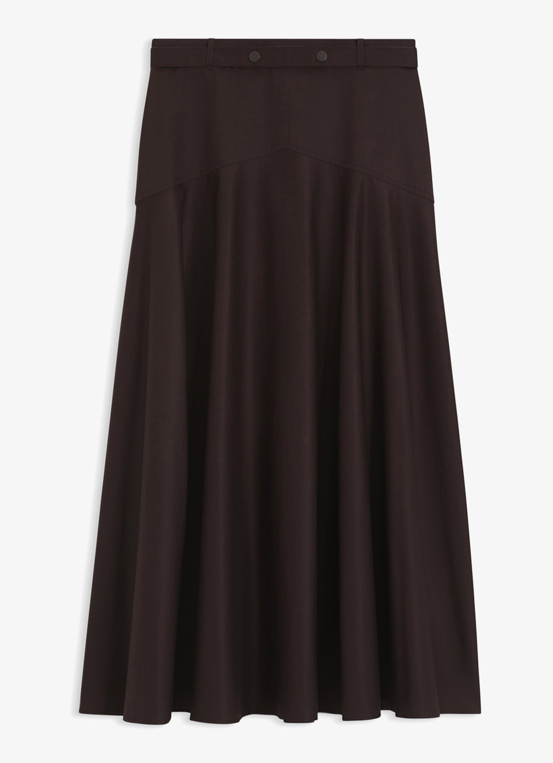 BOSS Vusola midi rok met ceintuur - voorkant dark brown-207 / bruin