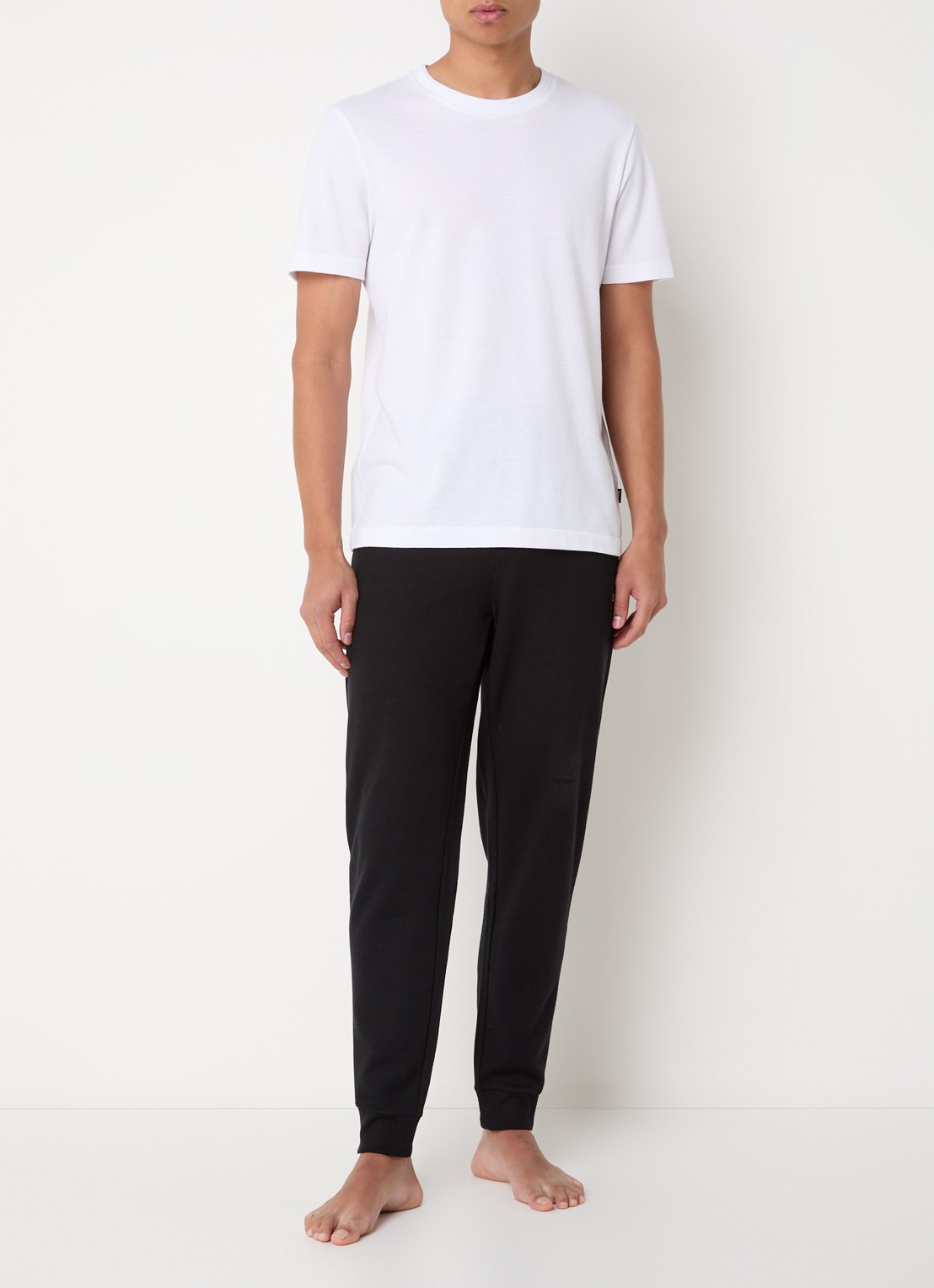 BOSS Waffle pyjamabroek met structuur - voorkant 5 zwart