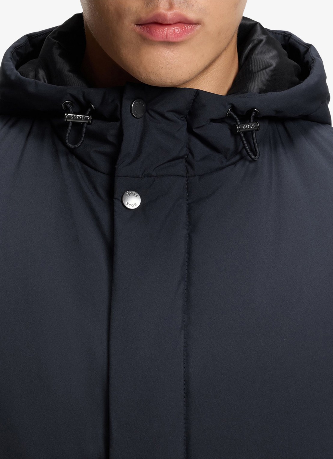 BOSS Waterafstotende jas met capuchon en wattering - detail 5 donkerblauw
