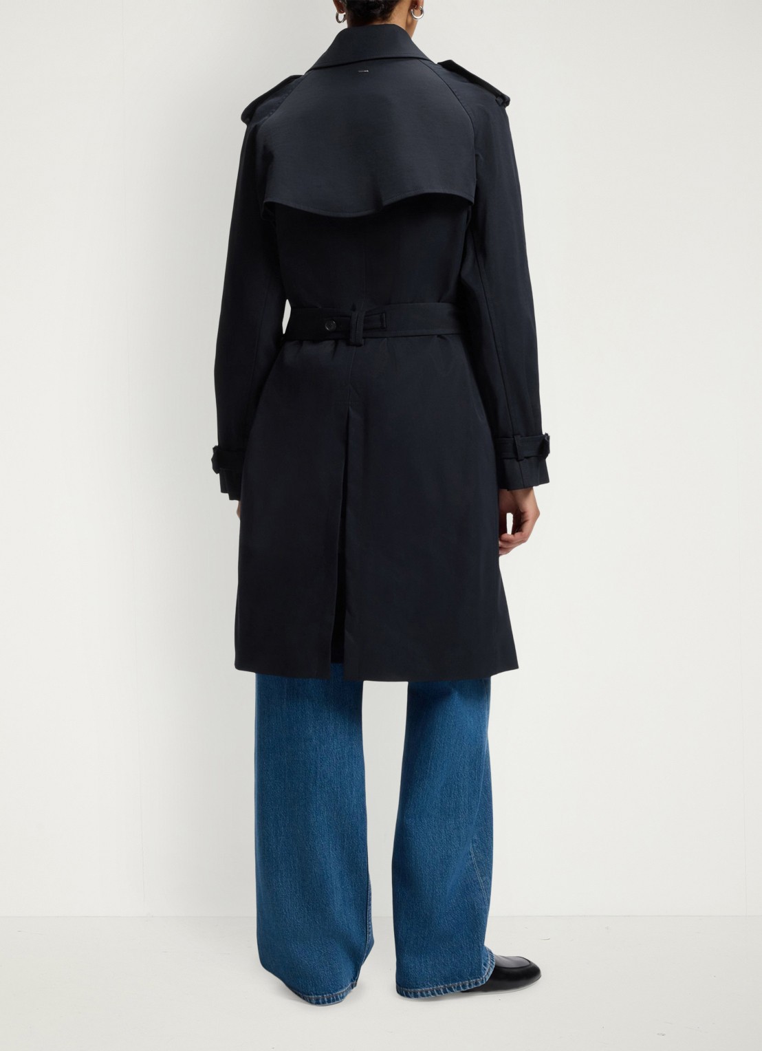 BOSS Waterafstotende trenchcoat met gespriem - achterkant 6 dark blue-404 / blauw