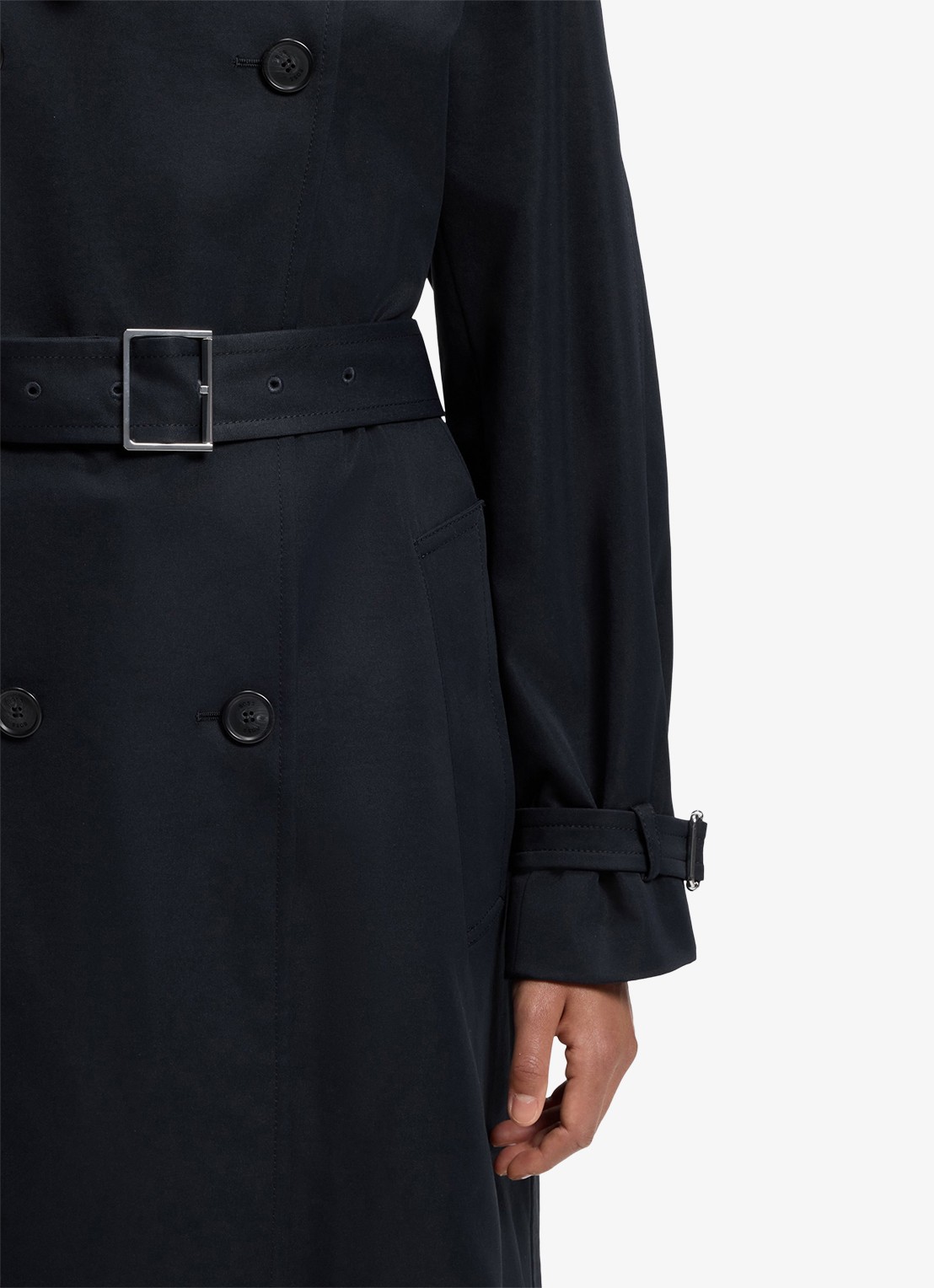 BOSS Waterafstotende trenchcoat met gespriem - detail 4 dark blue-404 / blauw