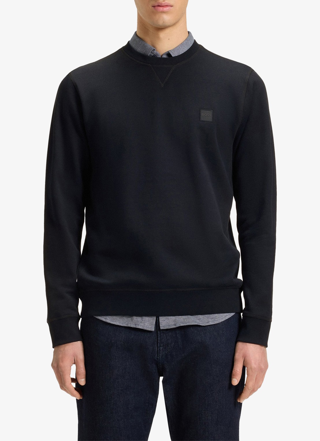 BOSS Westart sweater met logo - detail 4 donkerblauw