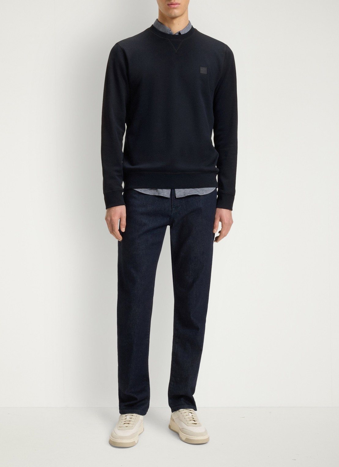 BOSS Westart sweater met logo - voorkant 3 donkerblauw