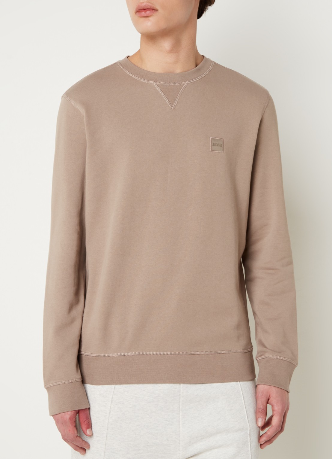 BOSS Westart sweater met logo - detail open brown-246 / bruin