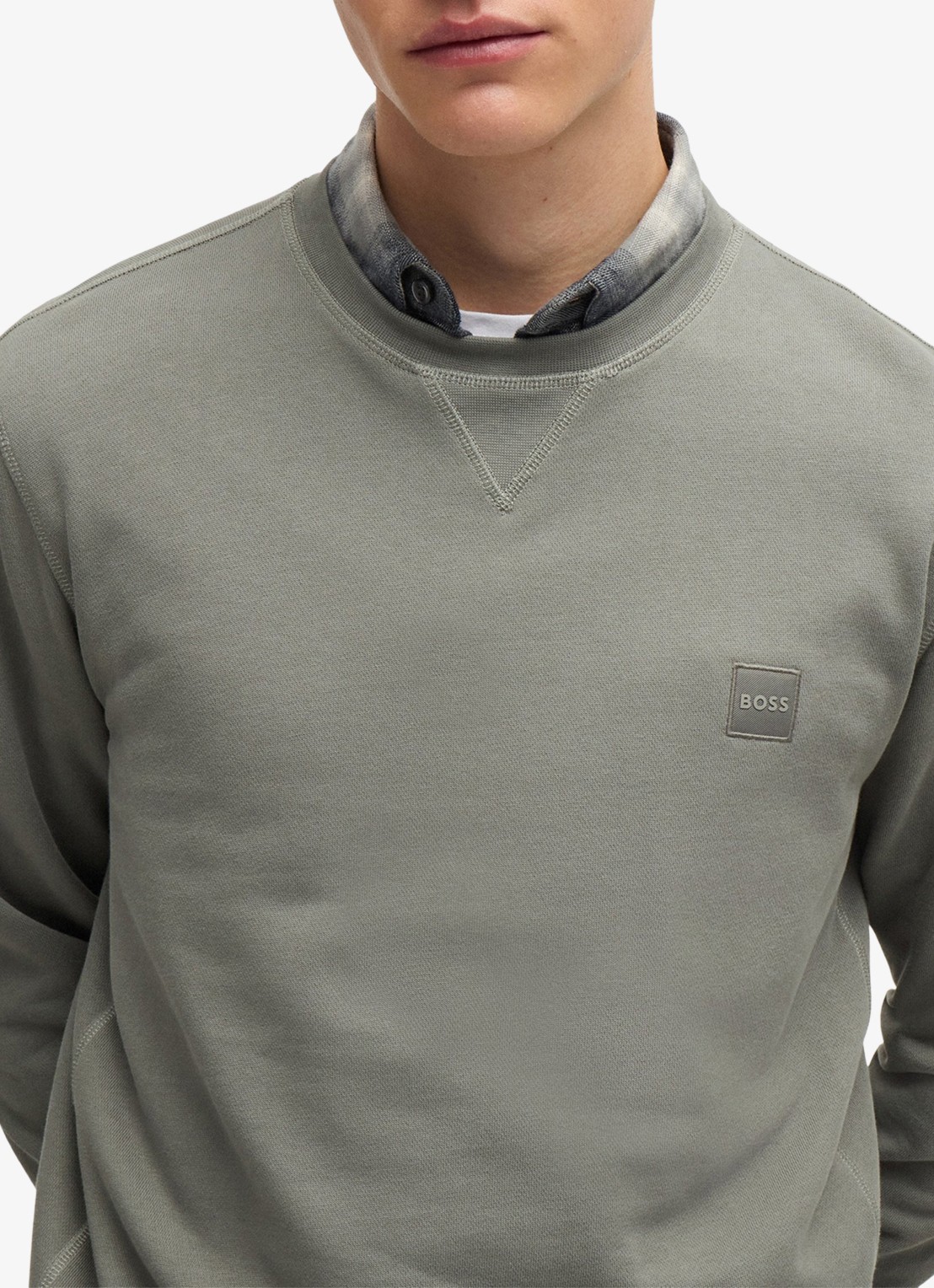 BOSS Westart sweater met logo - detail 2 open grey-076 / grijs