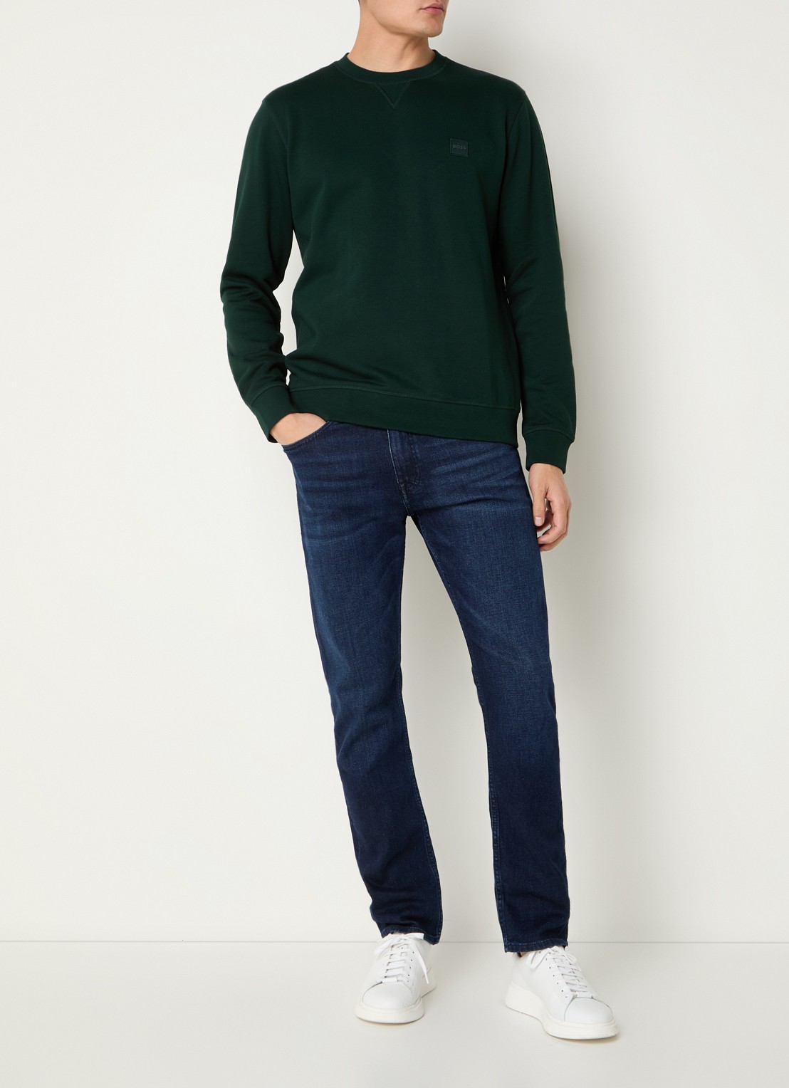 BOSS Westart sweater met logo - voorkant 4 open green-350 / groen