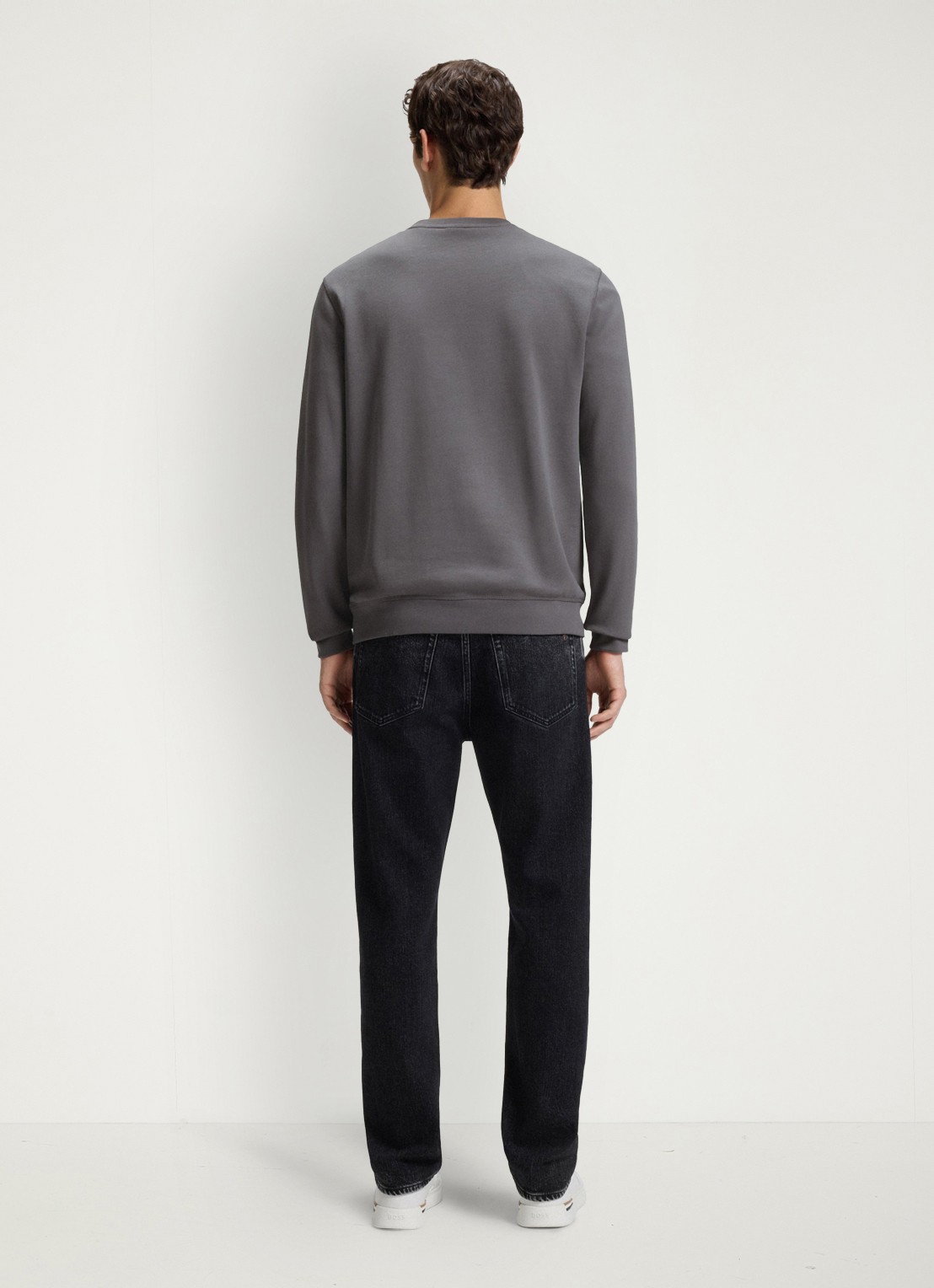 BOSS Westart sweater met logo - achterkant 5 open grey-062 / grijs