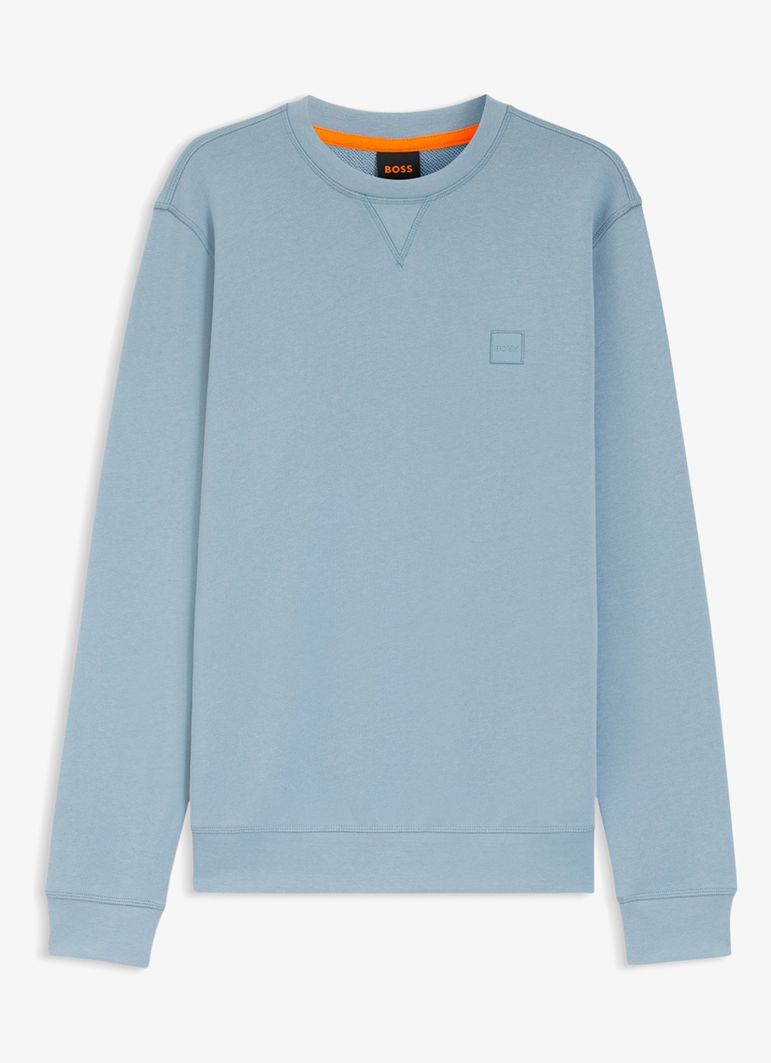 BOSS Westart sweater met logo - voorkant lichtblauw