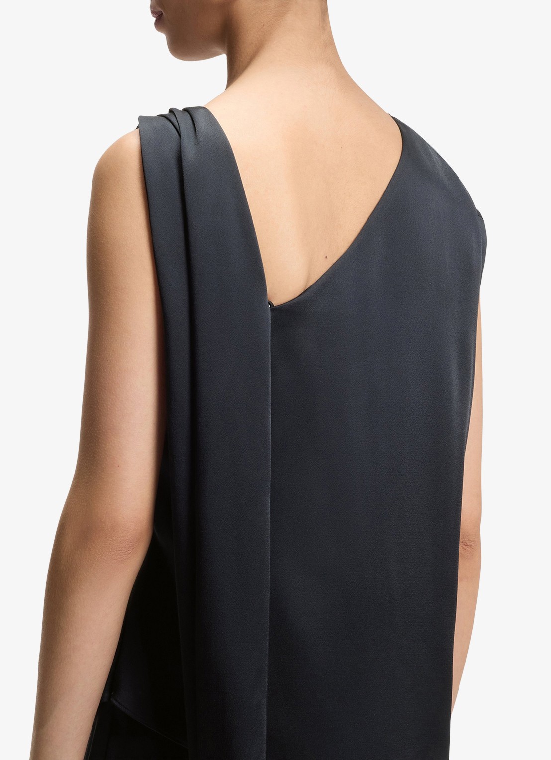 BOSS Wide fit jumpsuit met watervalhals - detail 5 donkerblauw