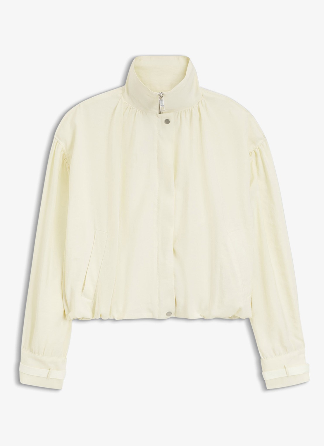 BOSS Windjack met opstaande kraag - voorkant creme