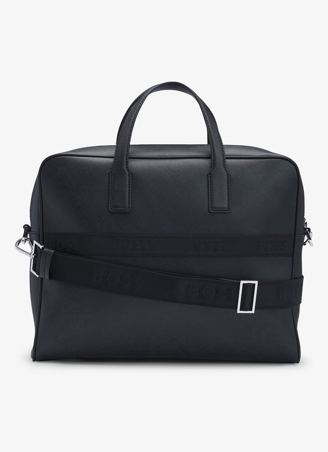 BOSS Zair businesstas van leer met 15 inch laptopvak - achterkant zwart