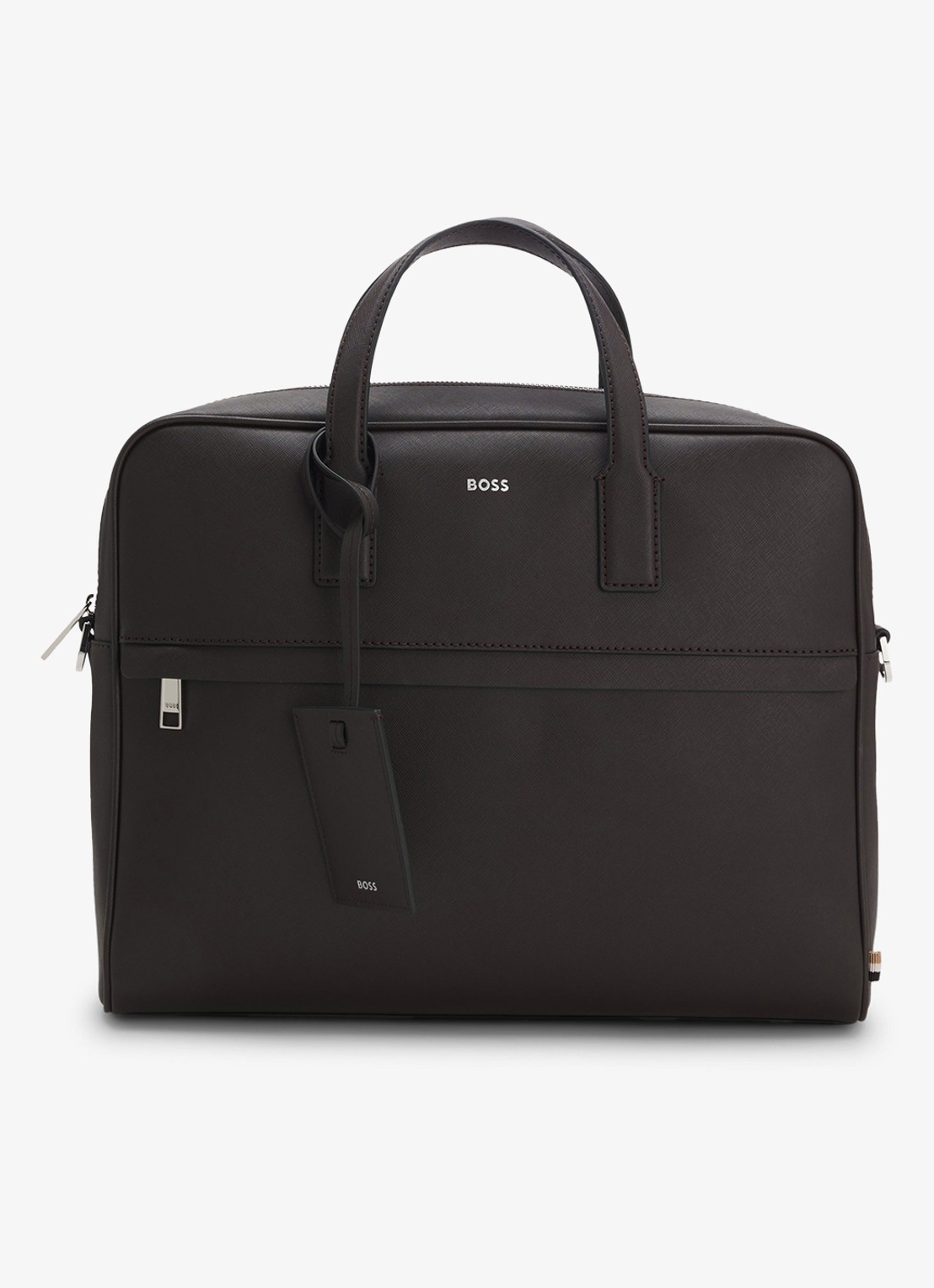 BOSS Zair businesstas van leer met 15 inch laptopvak - voorkant 4 donkerbruin