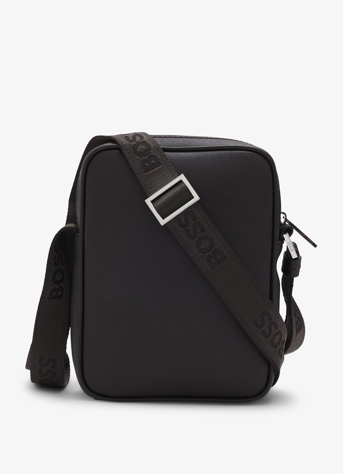 BOSS Zair crossbodytas van leer - achterkant 4 donkerbruin