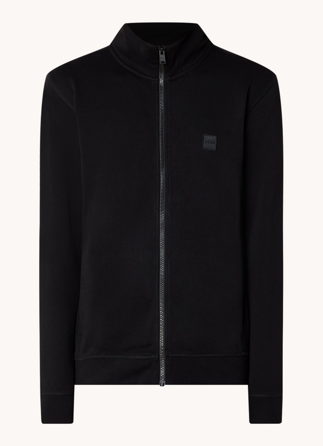 BOSS Zestart sweatvest met logo - voorkant 2 zwart
