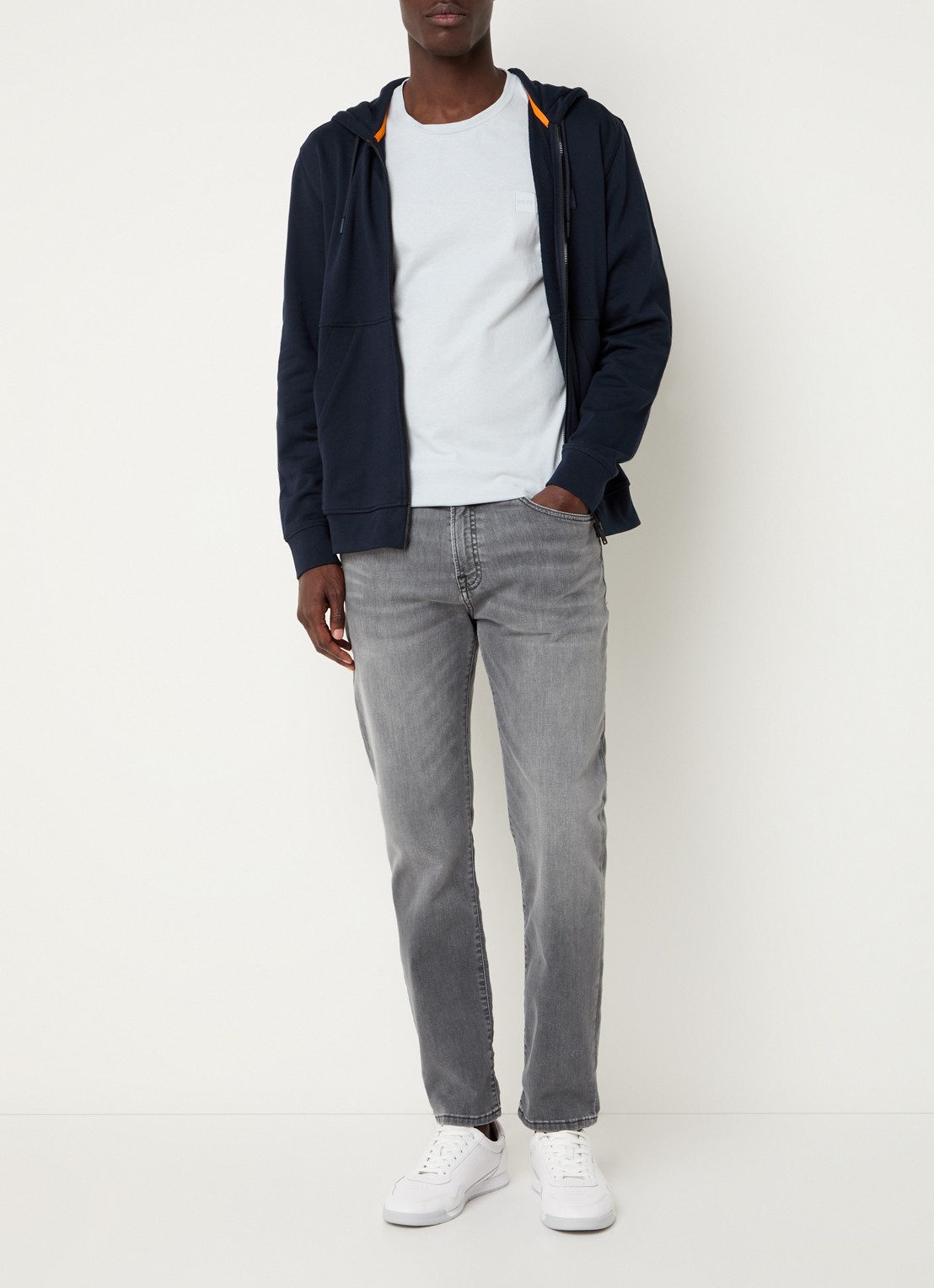 BOSS Zetalky sweatvest met logo - voorkant 4 donkerblauw
