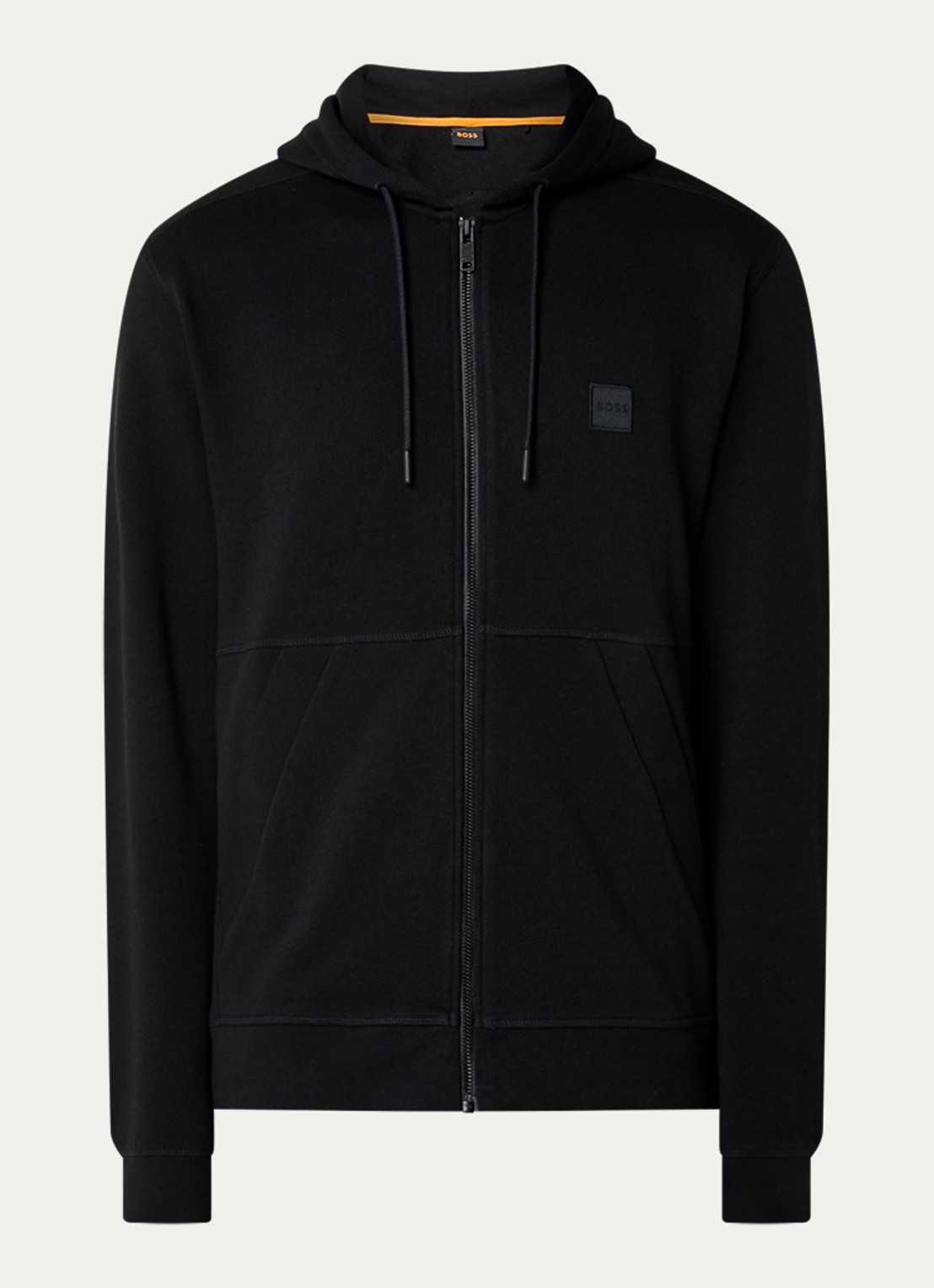 BOSS Zetalky sweatvest met logo - voorkant 2 zwart