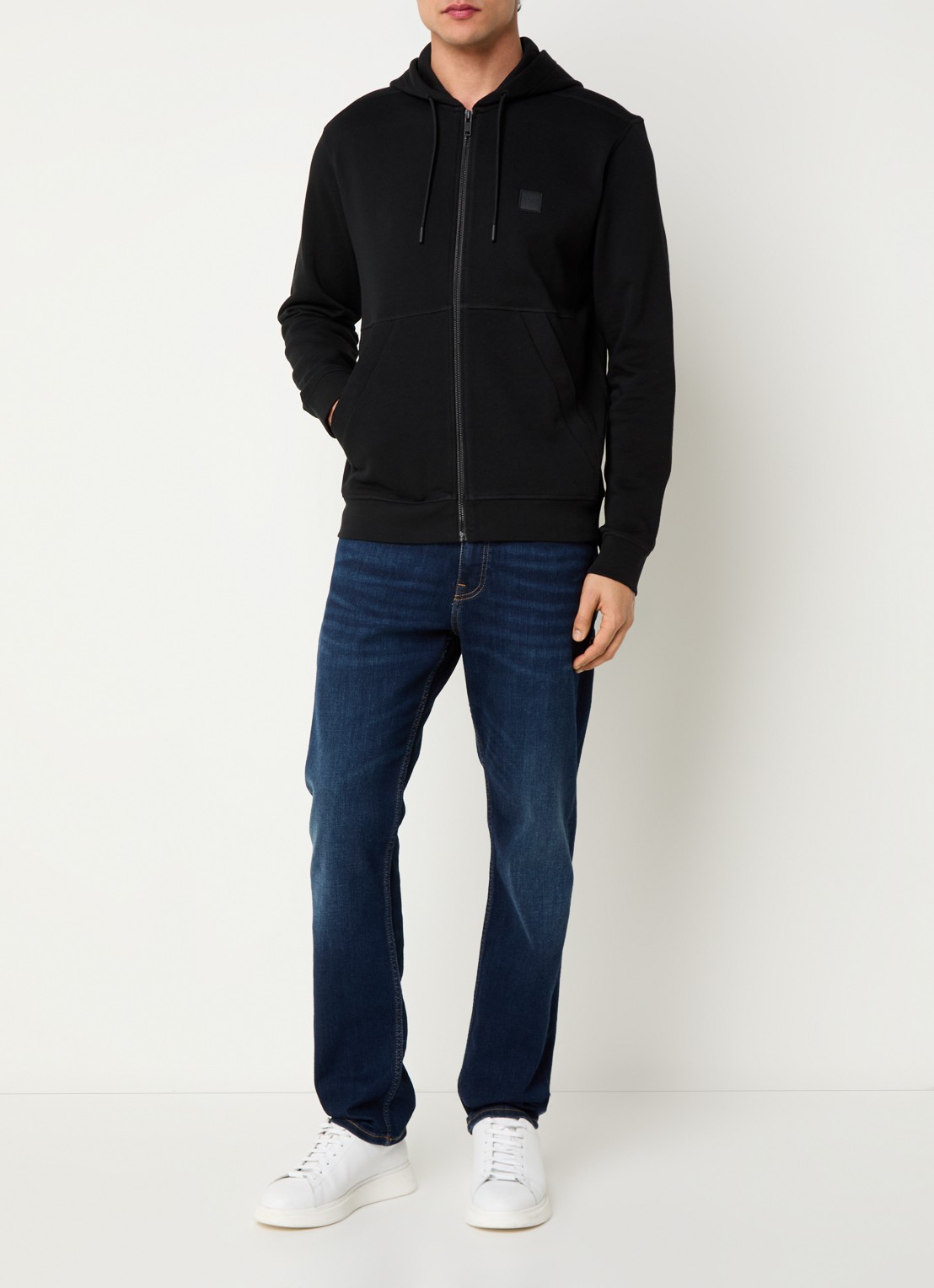 BOSS Zetalky sweatvest met logo - voorkant 3 zwart