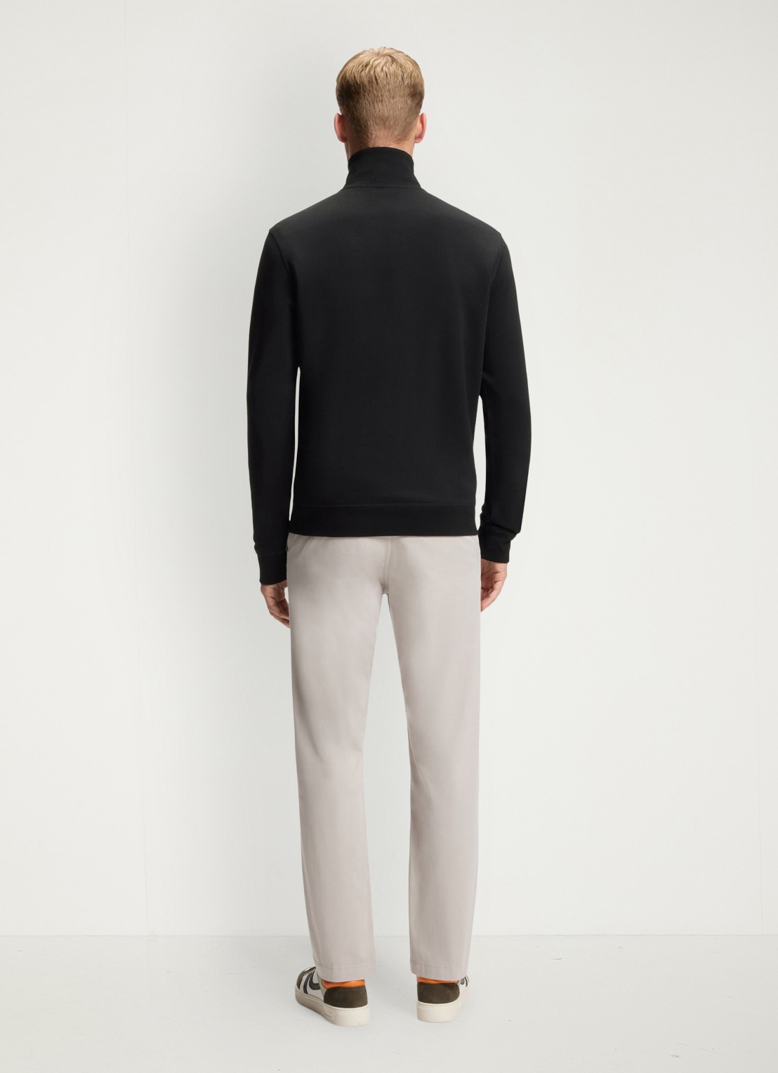 BOSS Zetrust sweater met logo en halve rits  - achterkant 4 black-001 / zwart