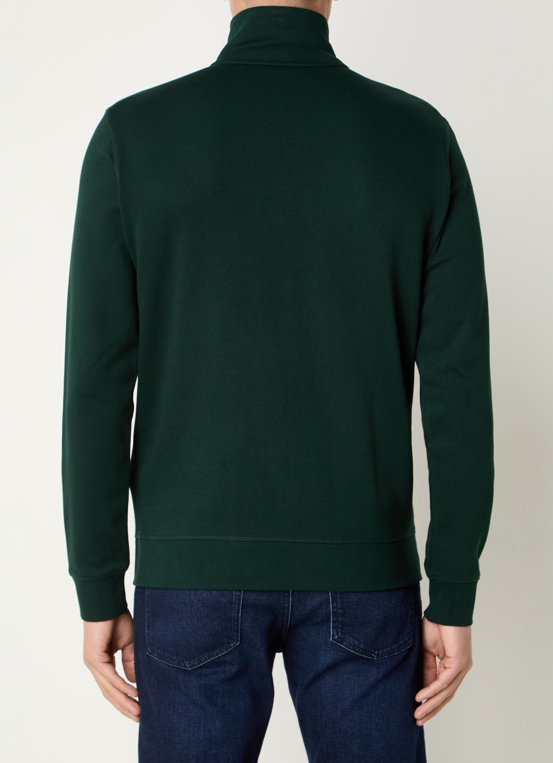 BOSS Zetrust sweater met logo en halve rits  - achterkant open green-350 / groen
