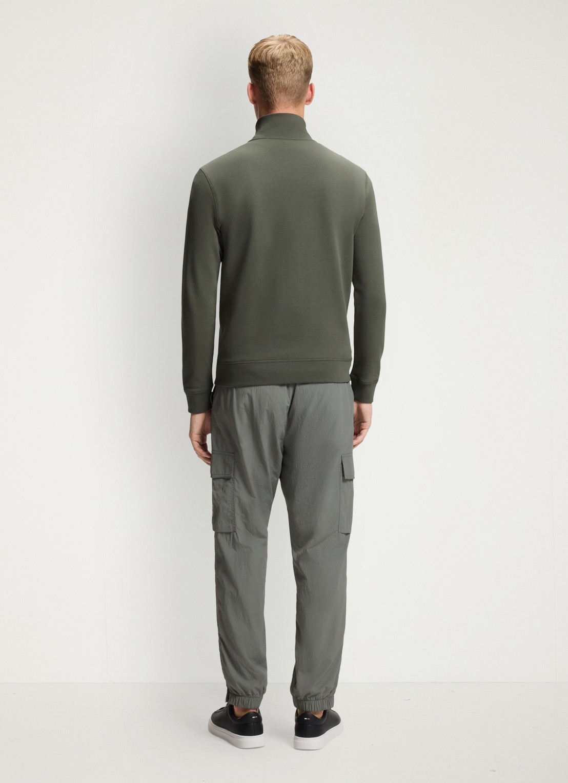BOSS Zetrust sweater met logo en halve rits  - achterkant 3 open grey-076 / grijs