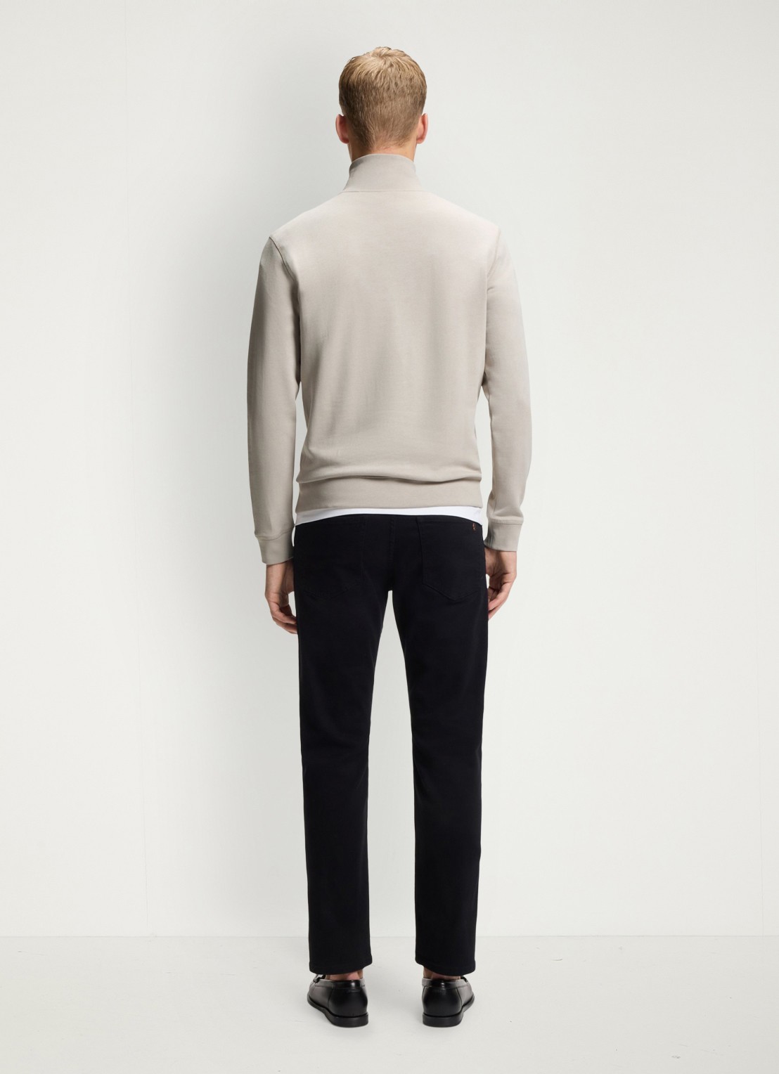 BOSS Zetrust sweater met logo en halve rits  - achterkant 5 open grey-070 / grijs