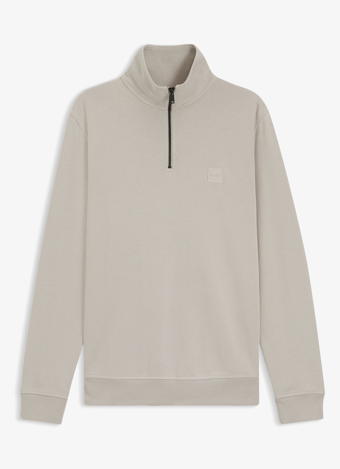 BOSS Zetrust sweater met logo en halve rits  - voorkant open grey-070 / grijs