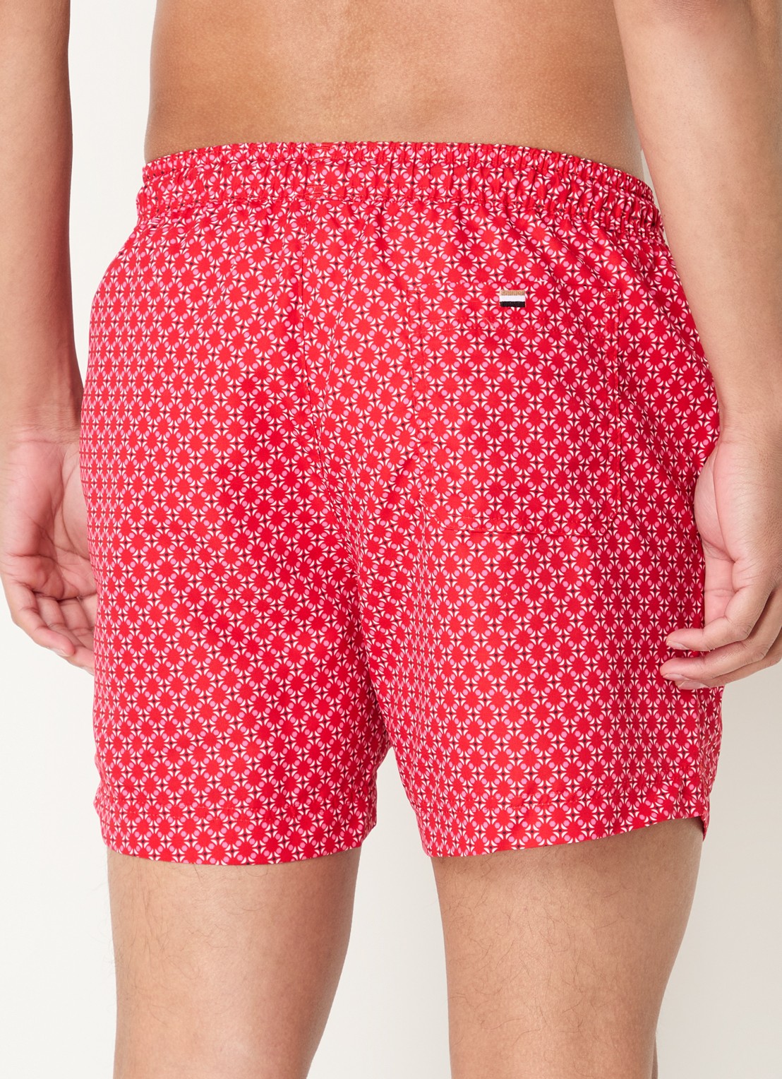 BOSS Zwemshort met microprint en logopatch - achterkant medium red-610 / rood