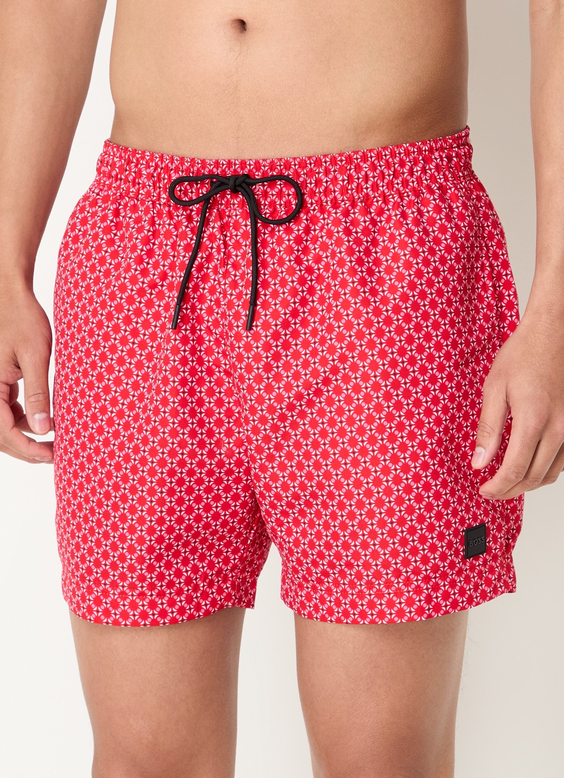 BOSS Zwemshort met microprint en logopatch - detail 4 medium red-610 / rood