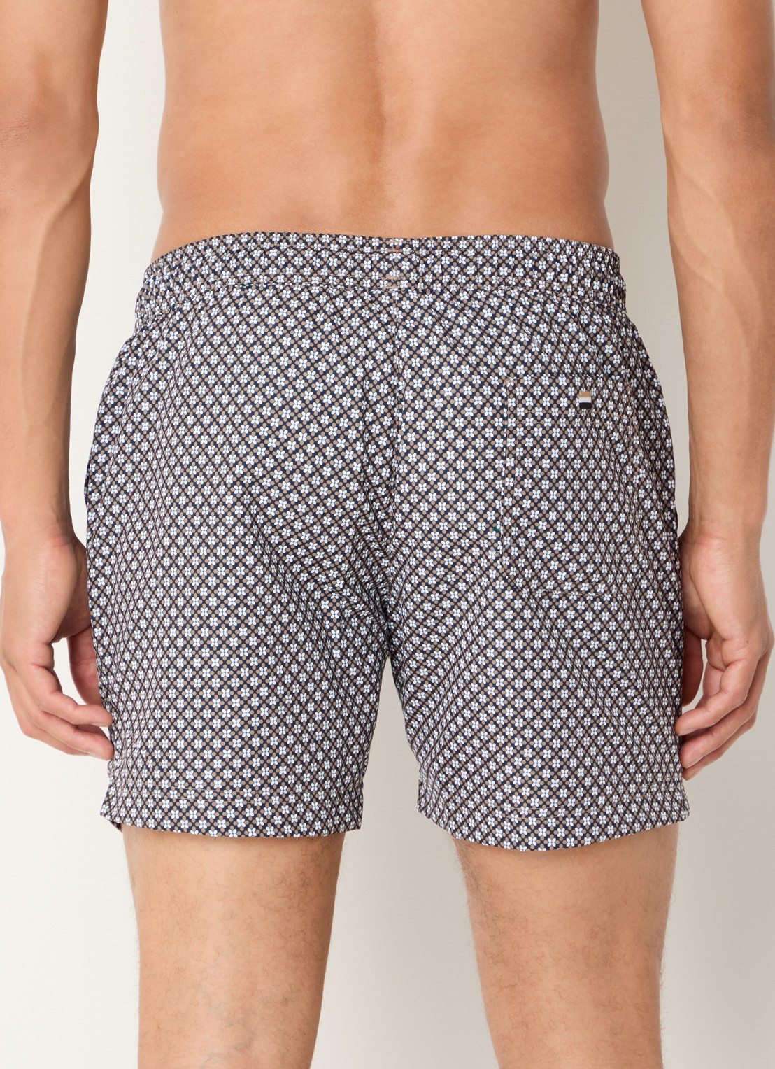 BOSS Zwemshort met microprint en logopatch - achterkant black-003 / zwart