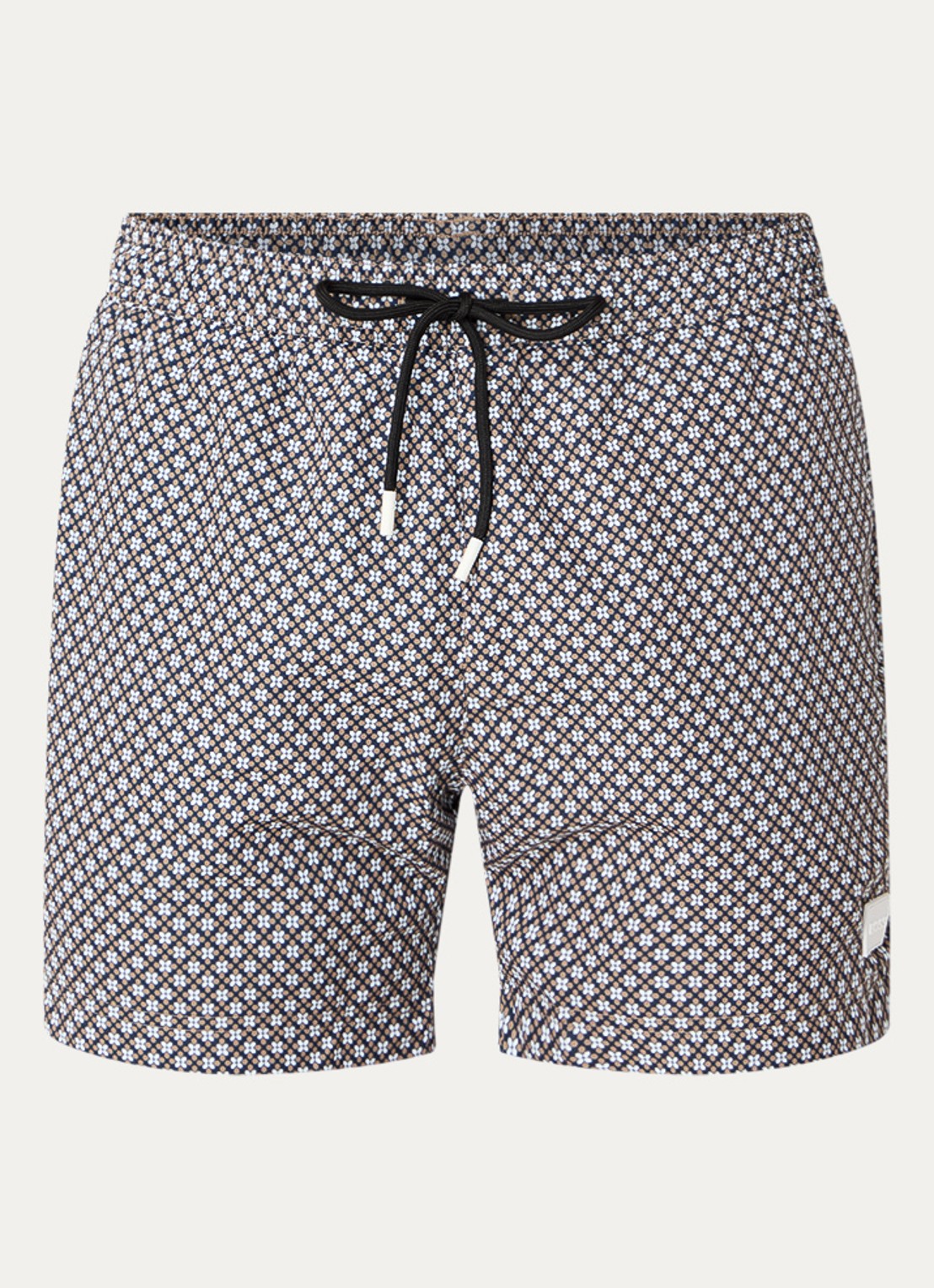 BOSS Zwemshort met microprint en logopatch - voorkant 2 black-003 / zwart