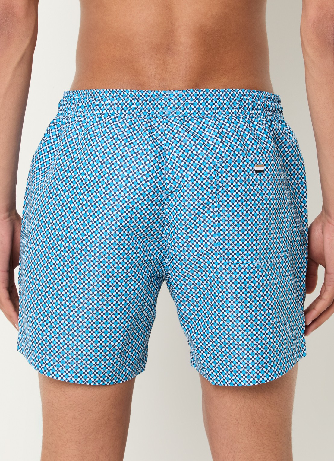 BOSS Zwemshort met microprint en logopatch - achterkant 3 blauw
