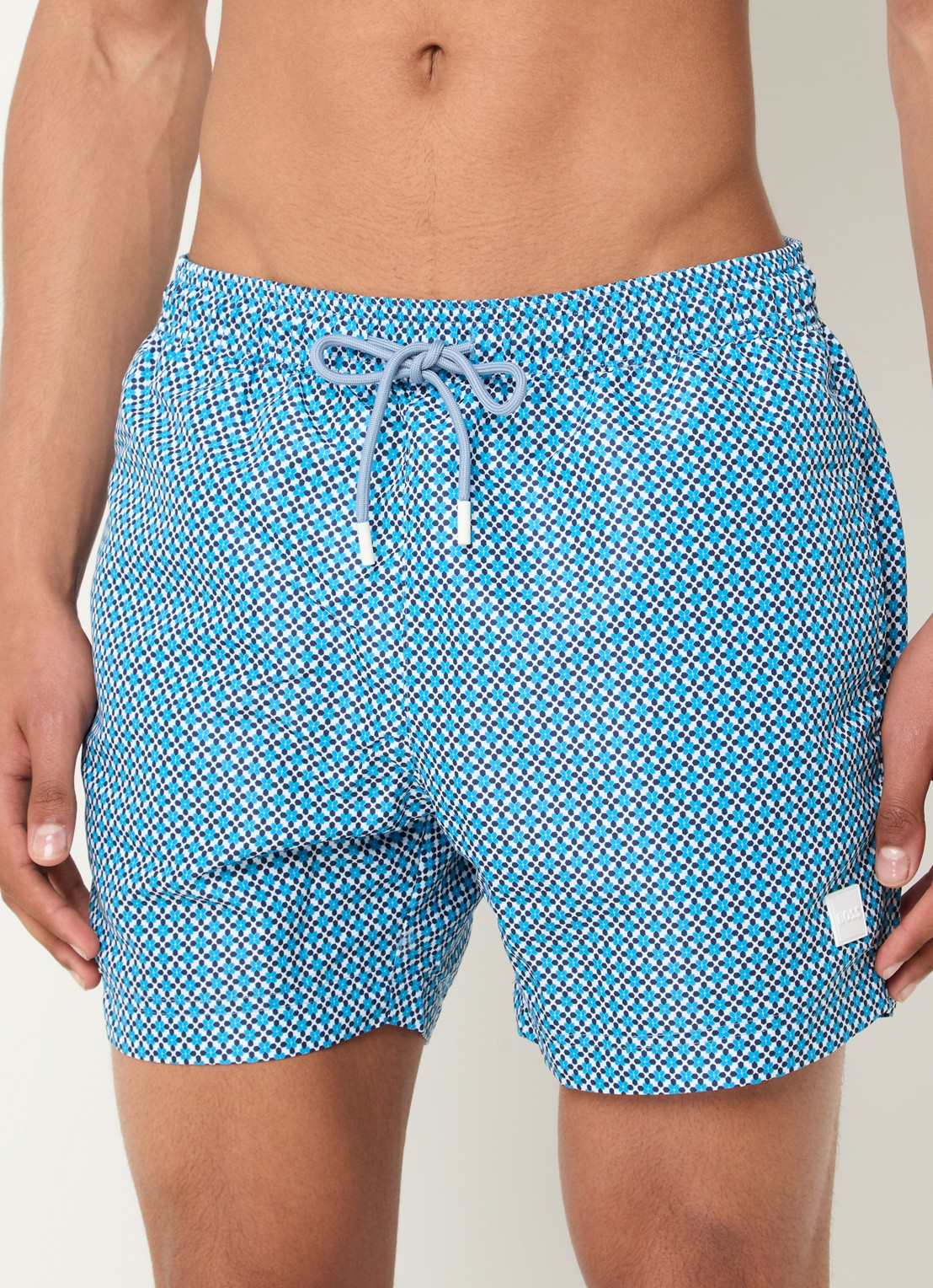 BOSS Zwemshort met microprint en logopatch - detail 4 blauw