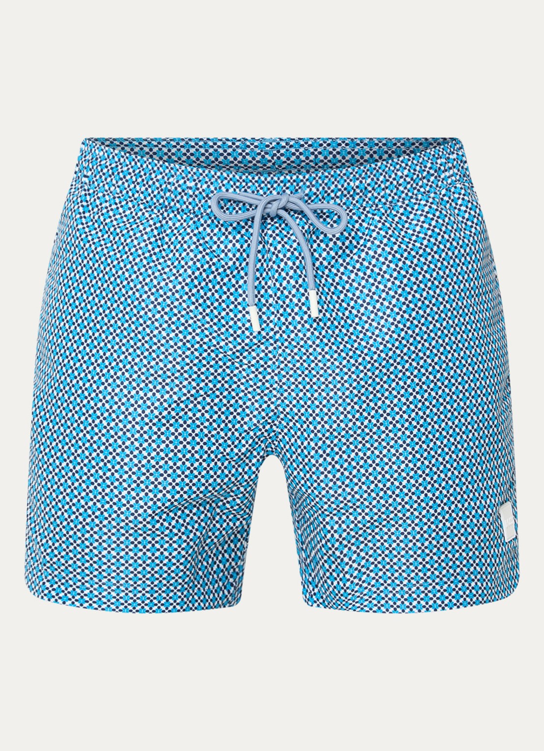 BOSS Zwemshort met microprint en logopatch - voorkant blauw