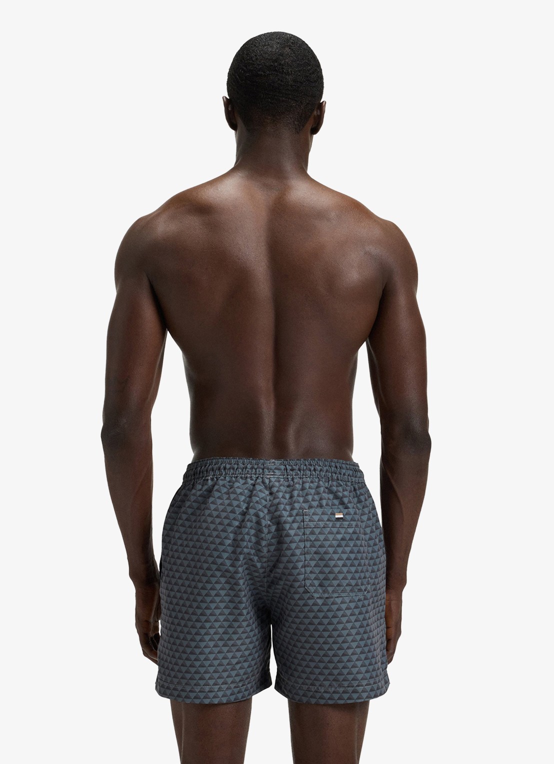 BOSS Zwemshort met microprint en logopatch - achterkant 3 open grey-062 / grijs