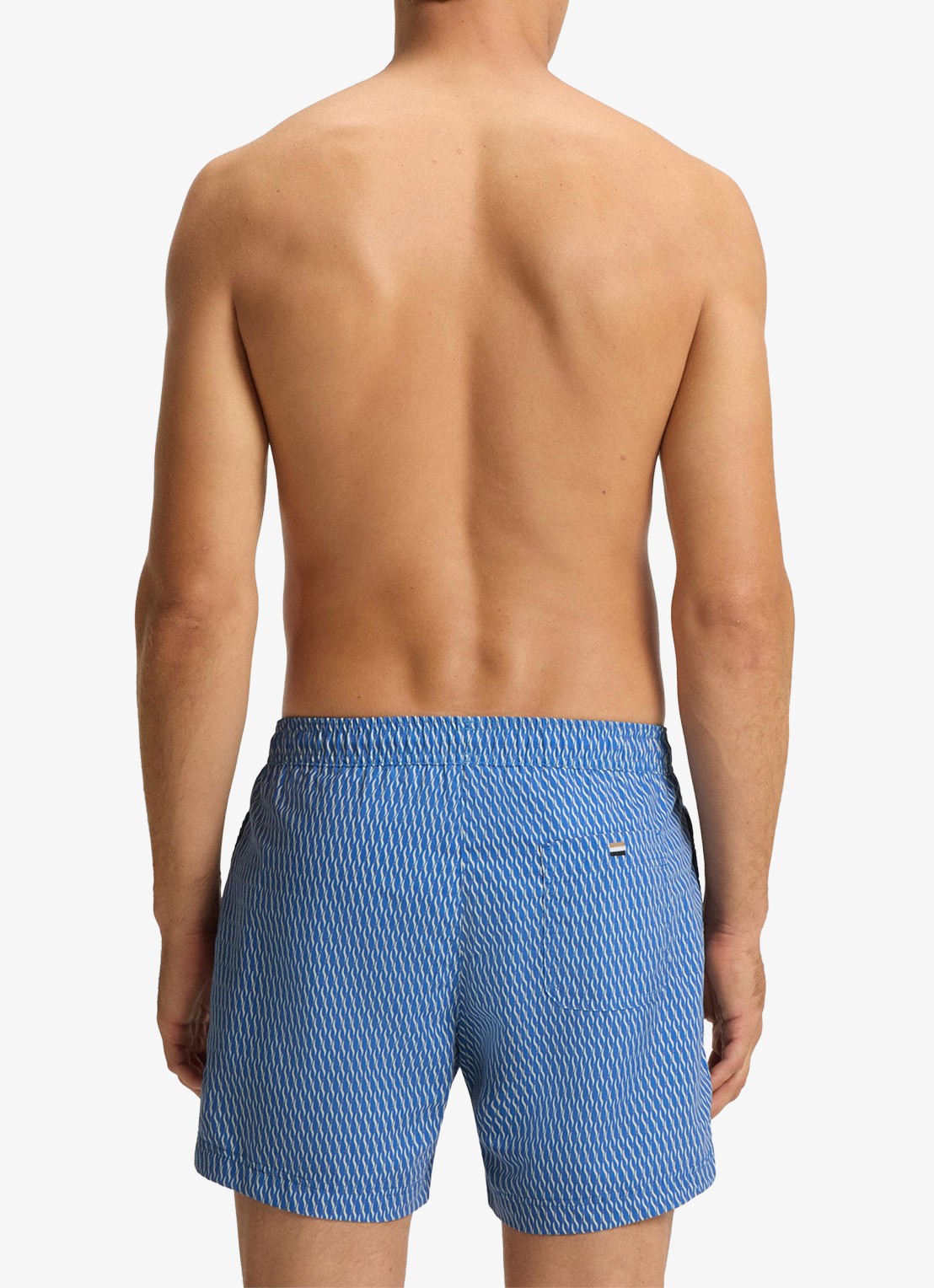 BOSS Zwemshort met microprint en logopatch - achterkant 2 bright blue-436 / blauw
