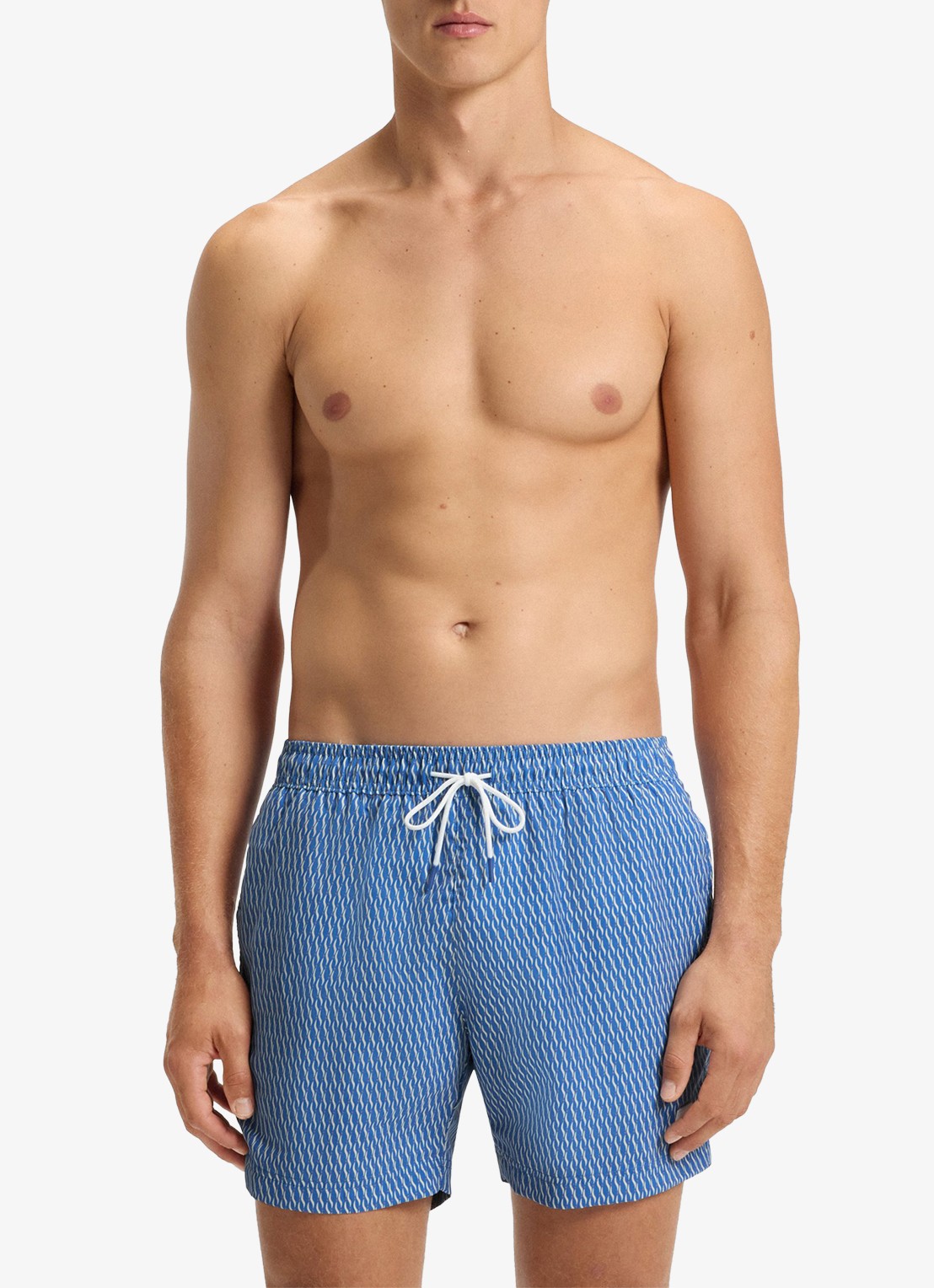 BOSS Zwemshort met microprint en logopatch - detail 3 bright blue-436 / blauw