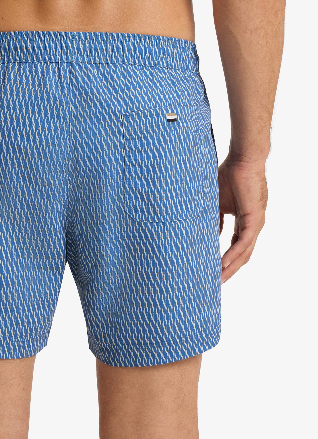 BOSS Zwemshort met microprint en logopatch - detail 4 bright blue-436 / blauw