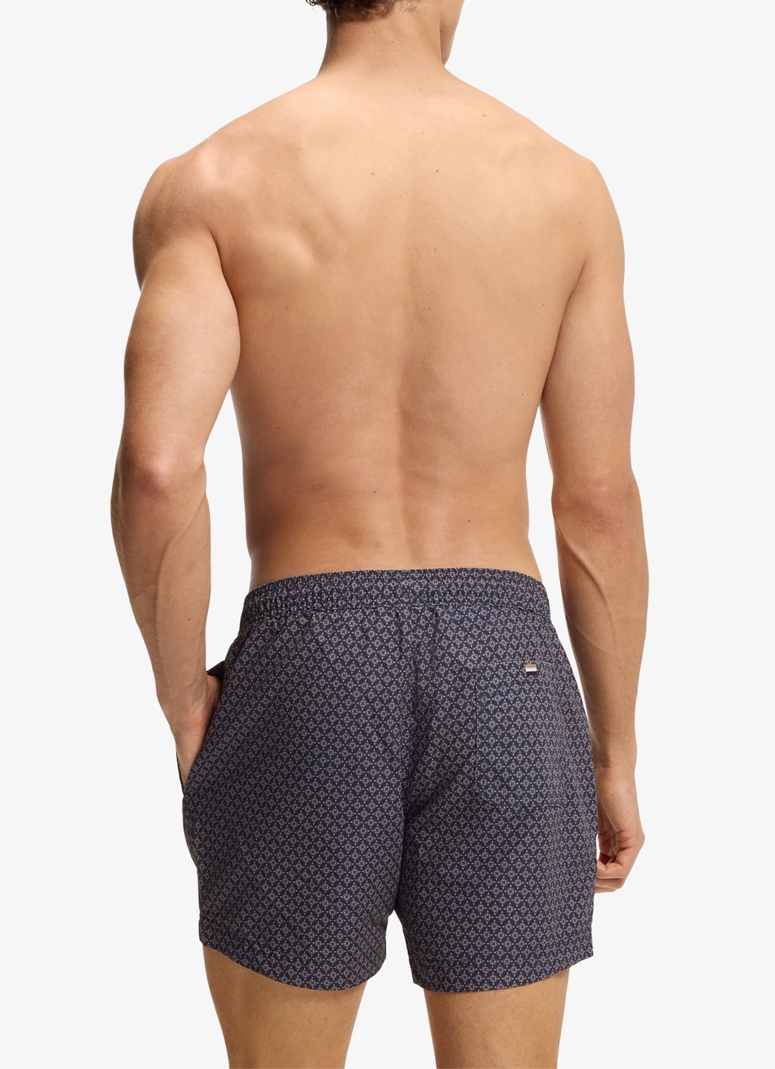 BOSS Zwemshort met microprint en logopatch - achterkant 2 bright orange-820 / oranje