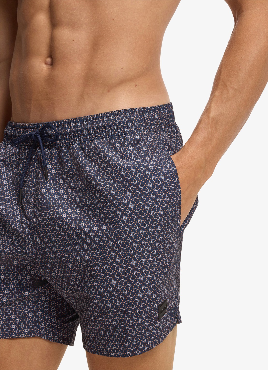 BOSS Zwemshort met microprint en logopatch - detail 4 bright orange-820 / oranje